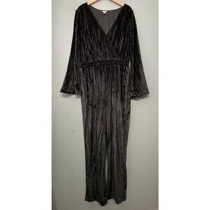 Crushed Velvet Jumpsuit Size Large Black Elvira Gothic Witchy Whimsigoth Party